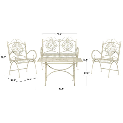 Set da patio SAFAVIEH Outdoor Nyasia in ferro battuto vittoriano, 4 pezzi - 45L x 39P x 22A