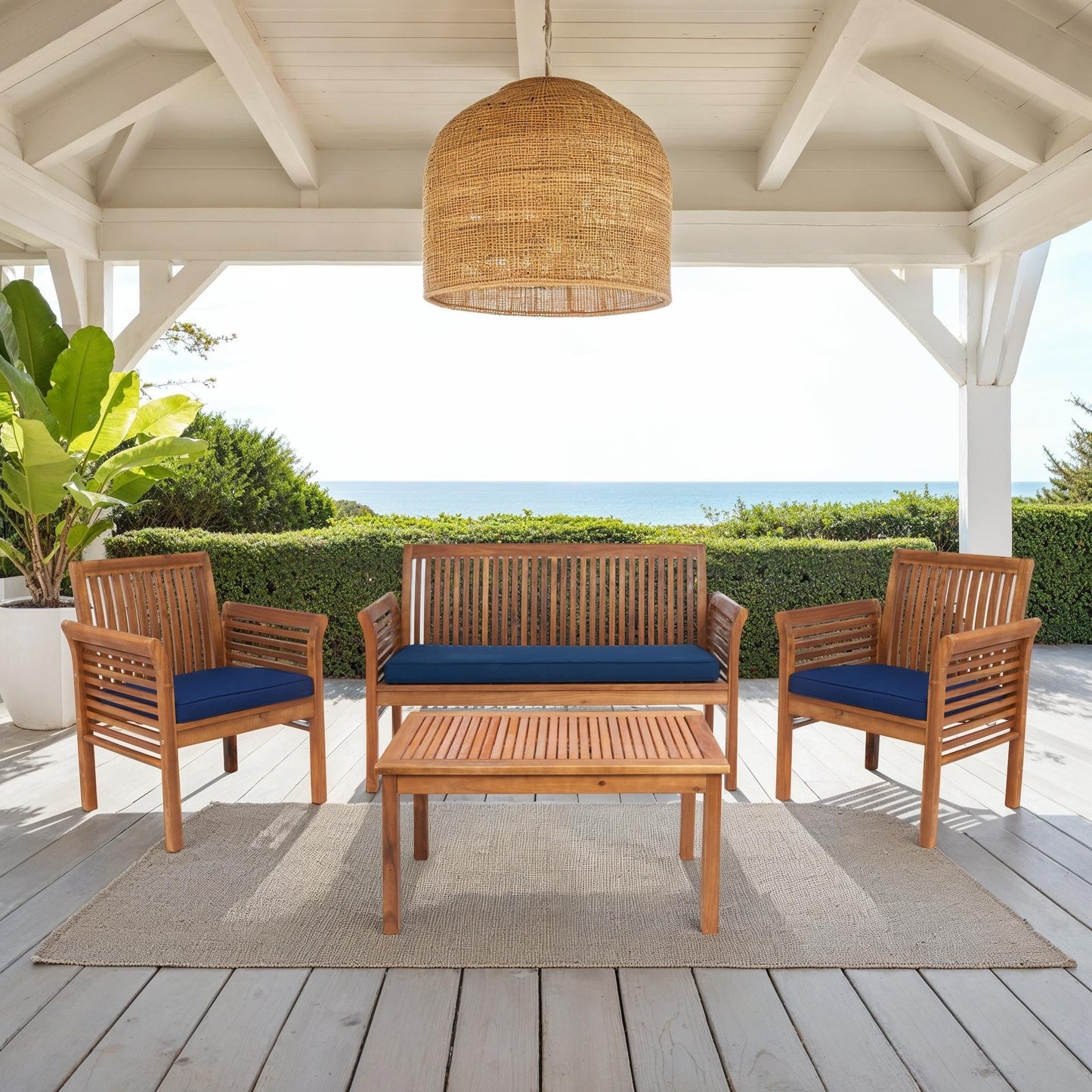 SAFAVIEH Outdoor Pieternel Set da esterno 4 pezzi - 50W x 30D x 24H