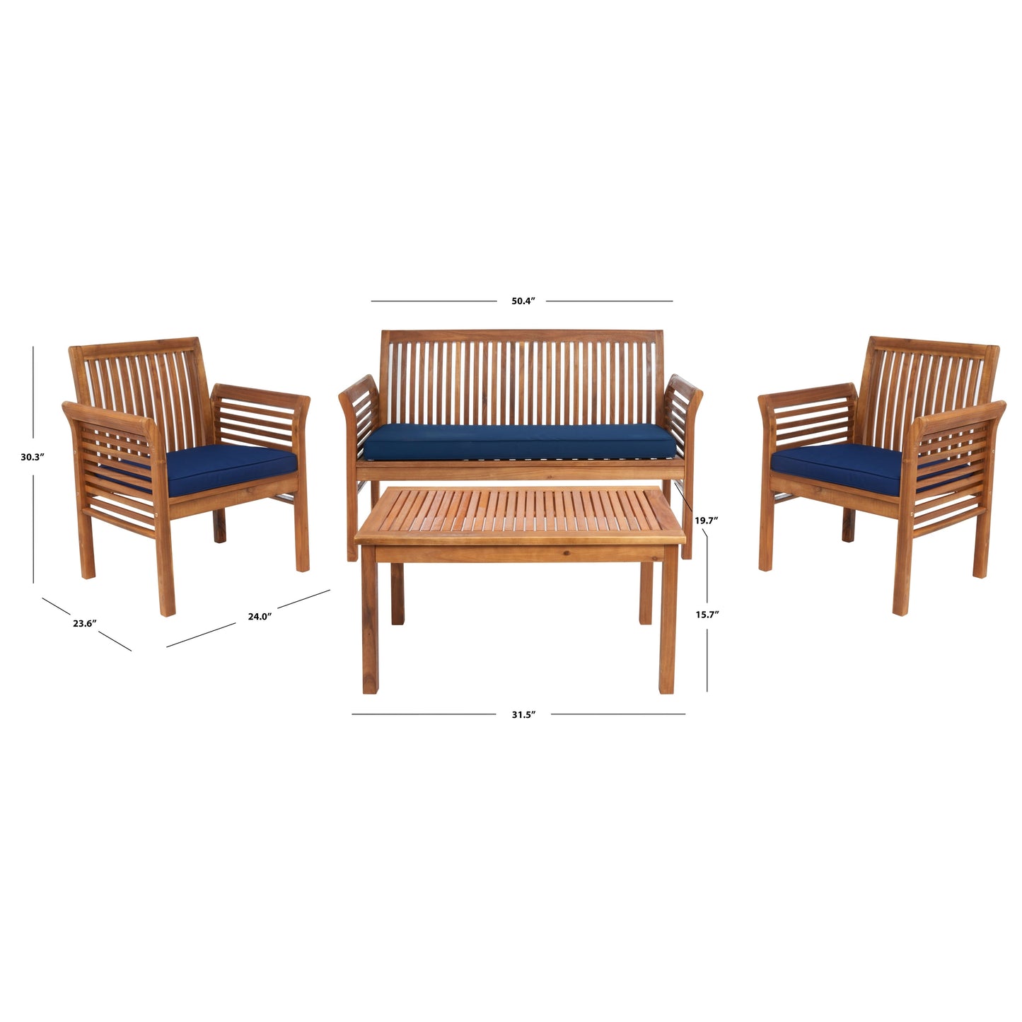 SAFAVIEH Outdoor Pieternel Set da esterno 4 pezzi - 50W x 30D x 24H