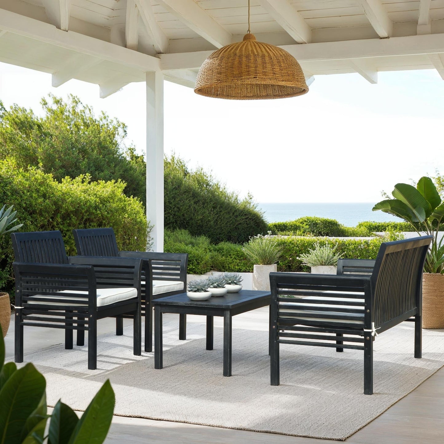 SAFAVIEH Outdoor Pieternel Set da esterno 4 pezzi - 50W x 30D x 24H