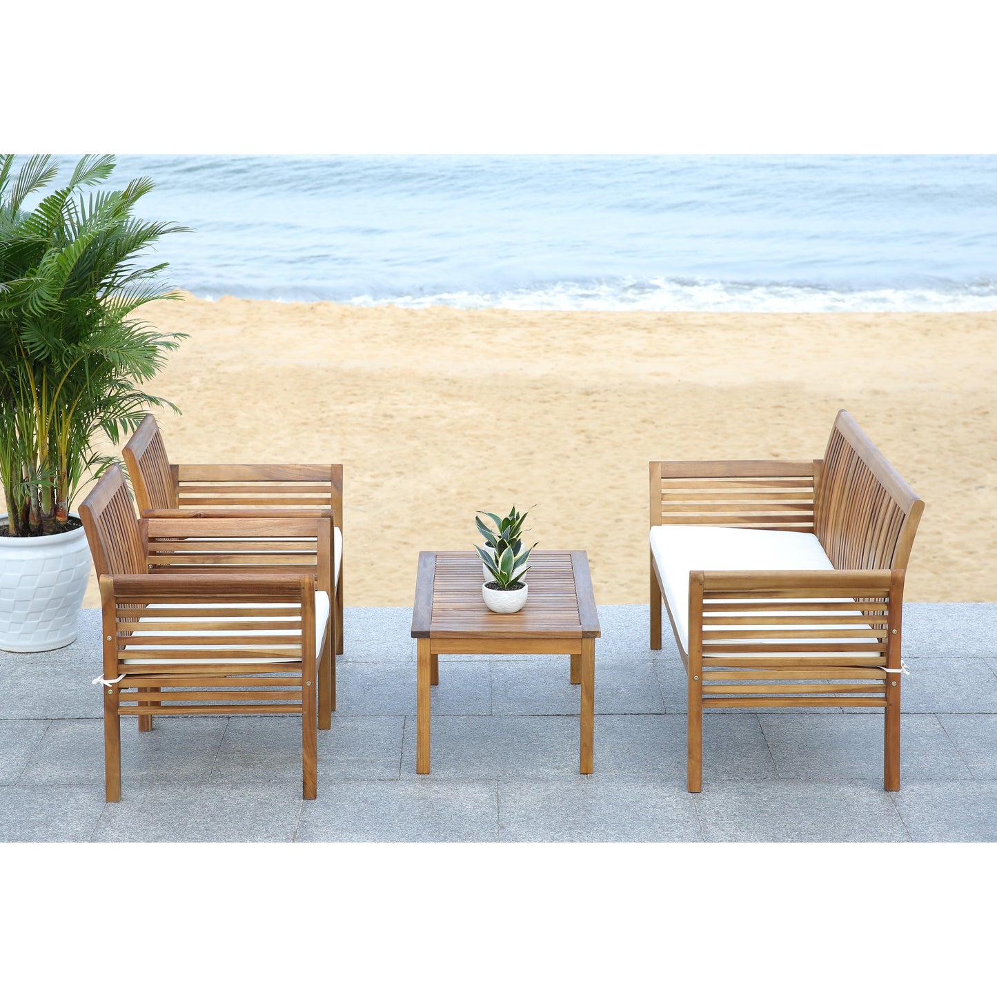 SAFAVIEH Outdoor Pieternel Set da esterno 4 pezzi - 50W x 30D x 24H
