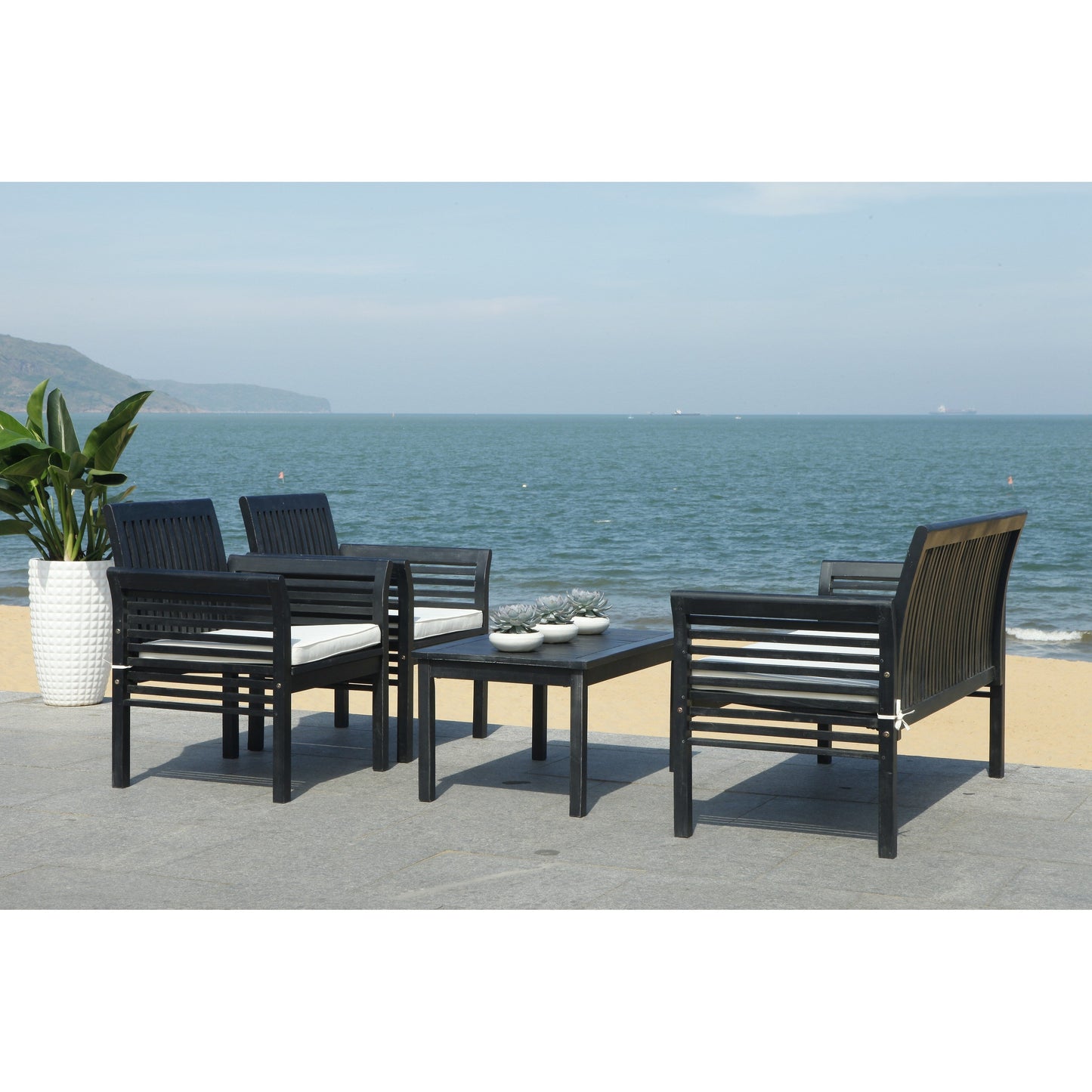 SAFAVIEH Outdoor Pieternel Set da esterno 4 pezzi - 50W x 30D x 24H