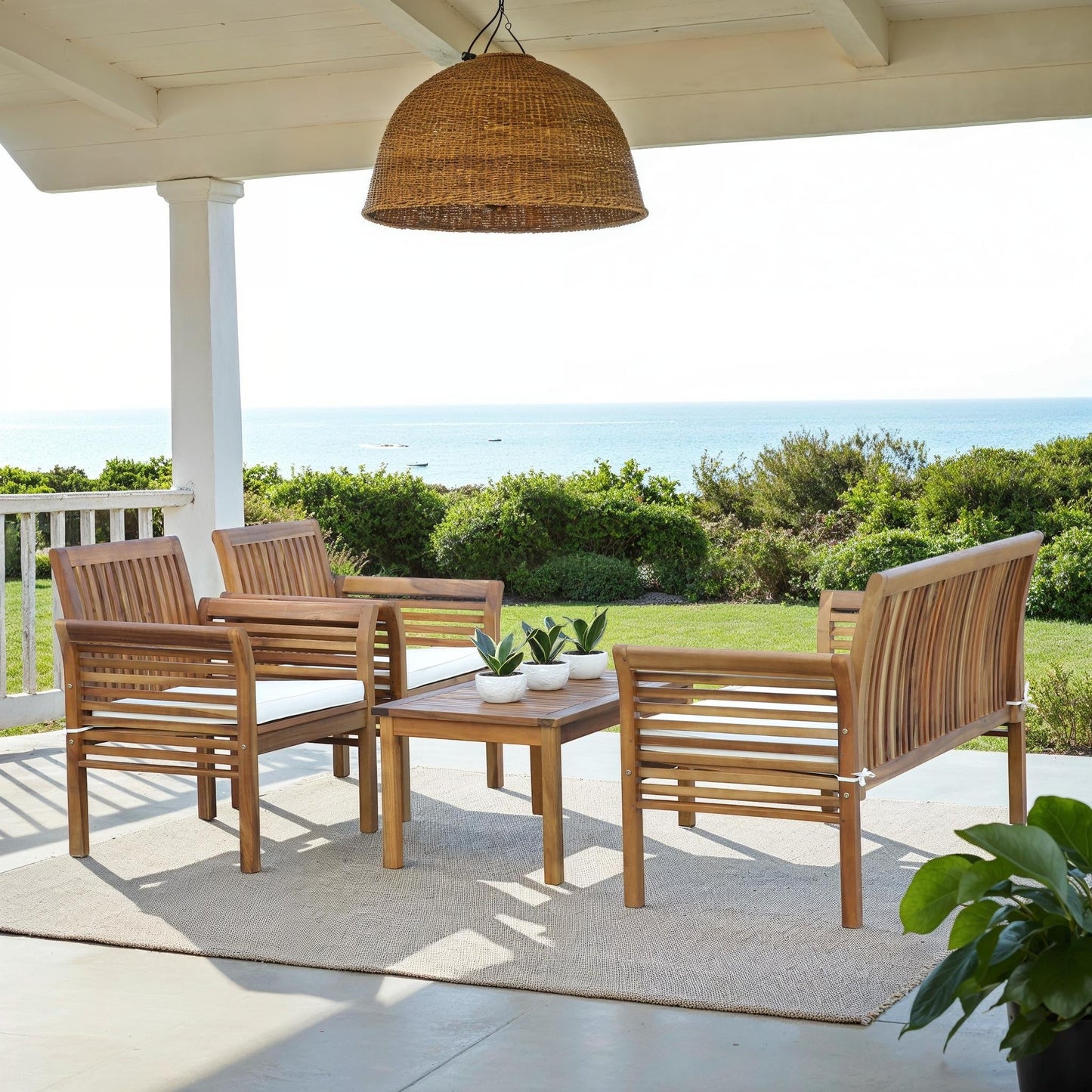 SAFAVIEH Outdoor Pieternel Set da esterno 4 pezzi - 50W x 30D x 24H