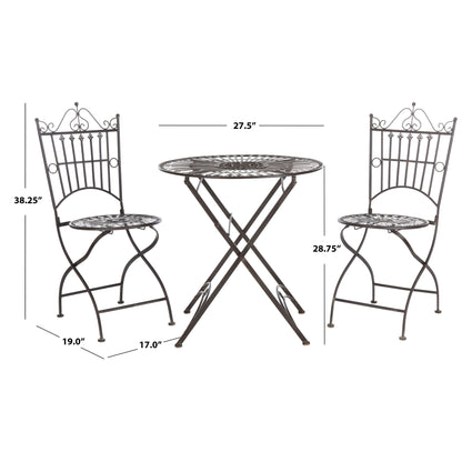 SAFAVIEH Set da bistrot da esterno Saige in ferro vittoriano, 3 pezzi - 28Lx28Px38A