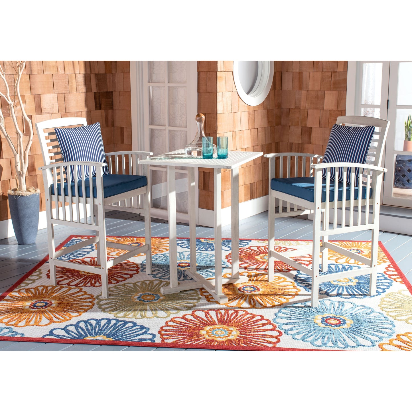 SAFAVIEH Set da bistrot da esterno Sheyla, 3 pezzi, altezza bar - 28Lx28Px40A