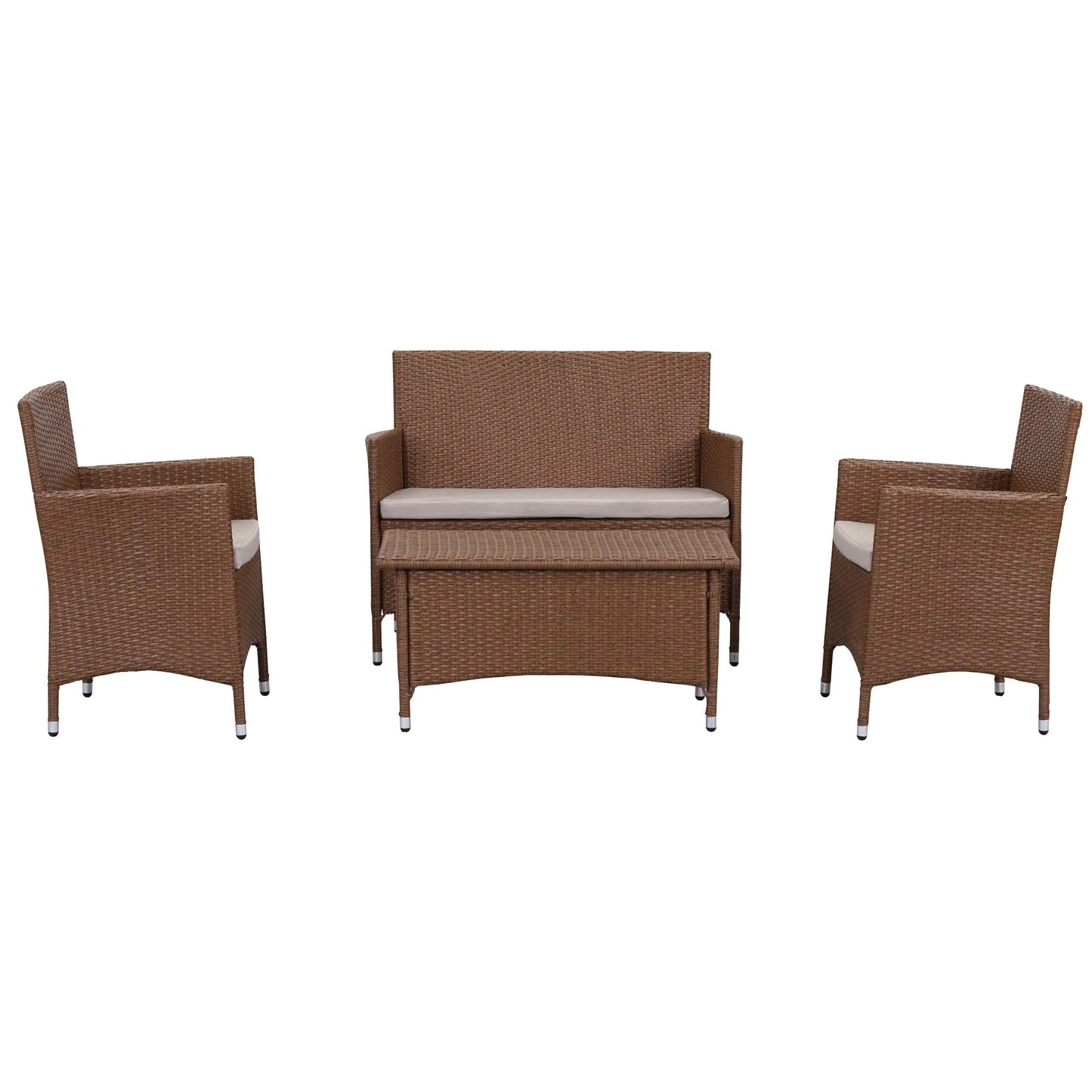 Set da giardino SAFAVIEH Simka marrone/sabbia (4 pezzi) - 43L x 34P x 23A