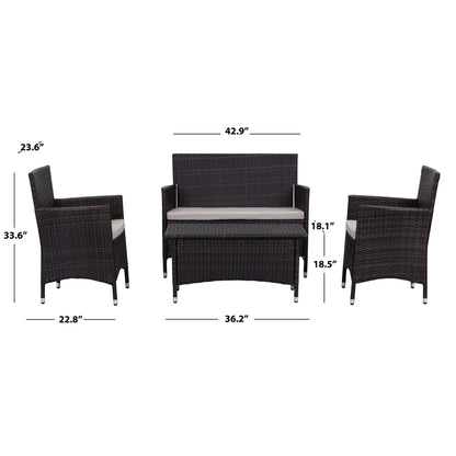 Set da giardino SAFAVIEH Simka marrone/sabbia (4 pezzi) - 43L x 34P x 23A