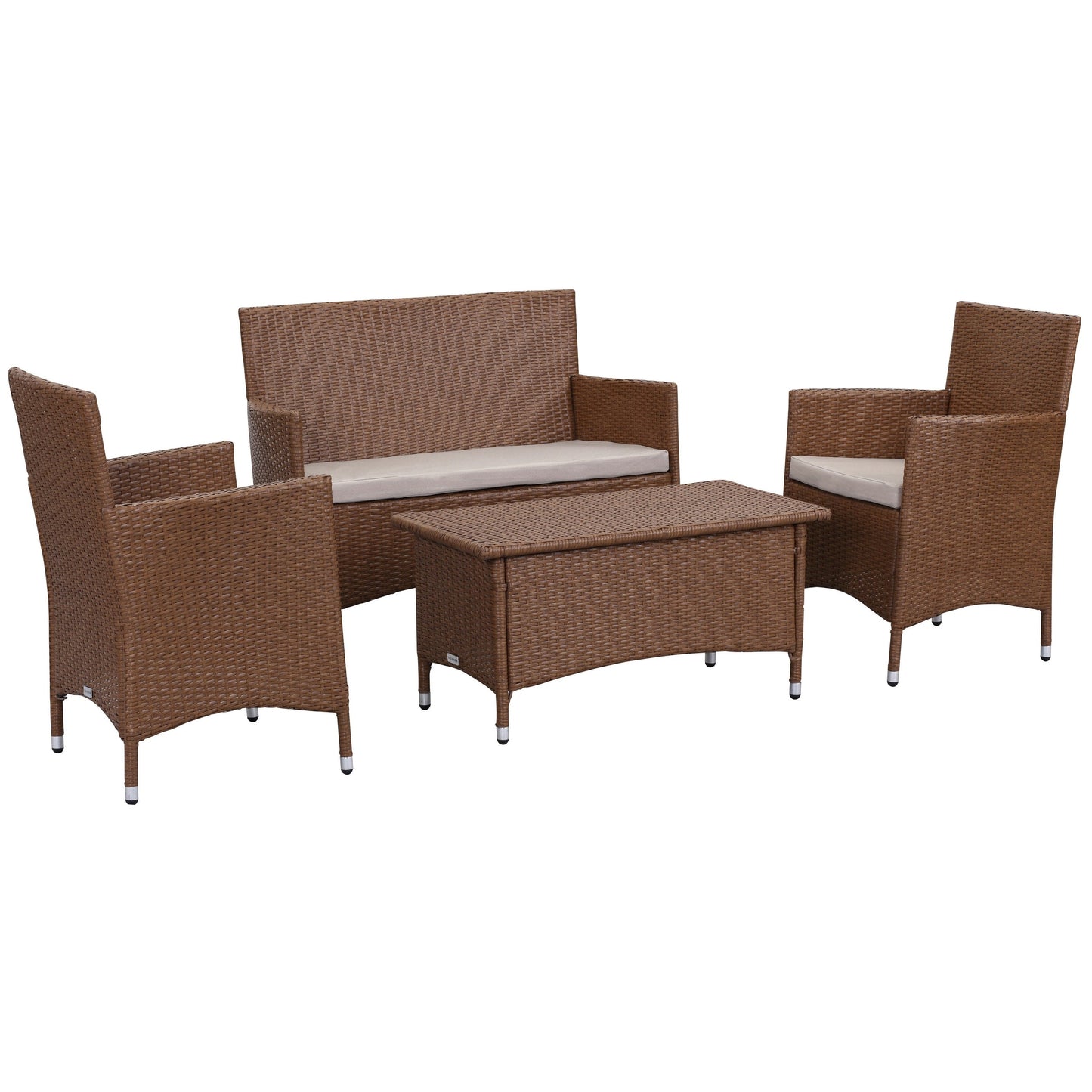 Set da giardino SAFAVIEH Simka marrone/sabbia (4 pezzi) - 43L x 34P x 23A