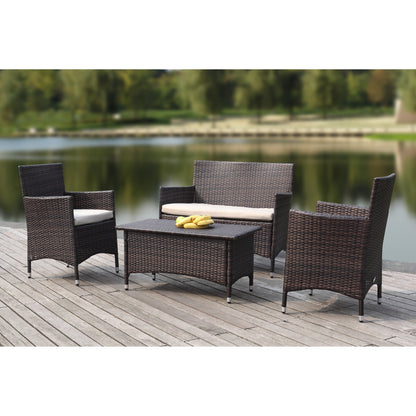 Set da giardino SAFAVIEH Simka marrone/sabbia (4 pezzi) - 43L x 34P x 23A