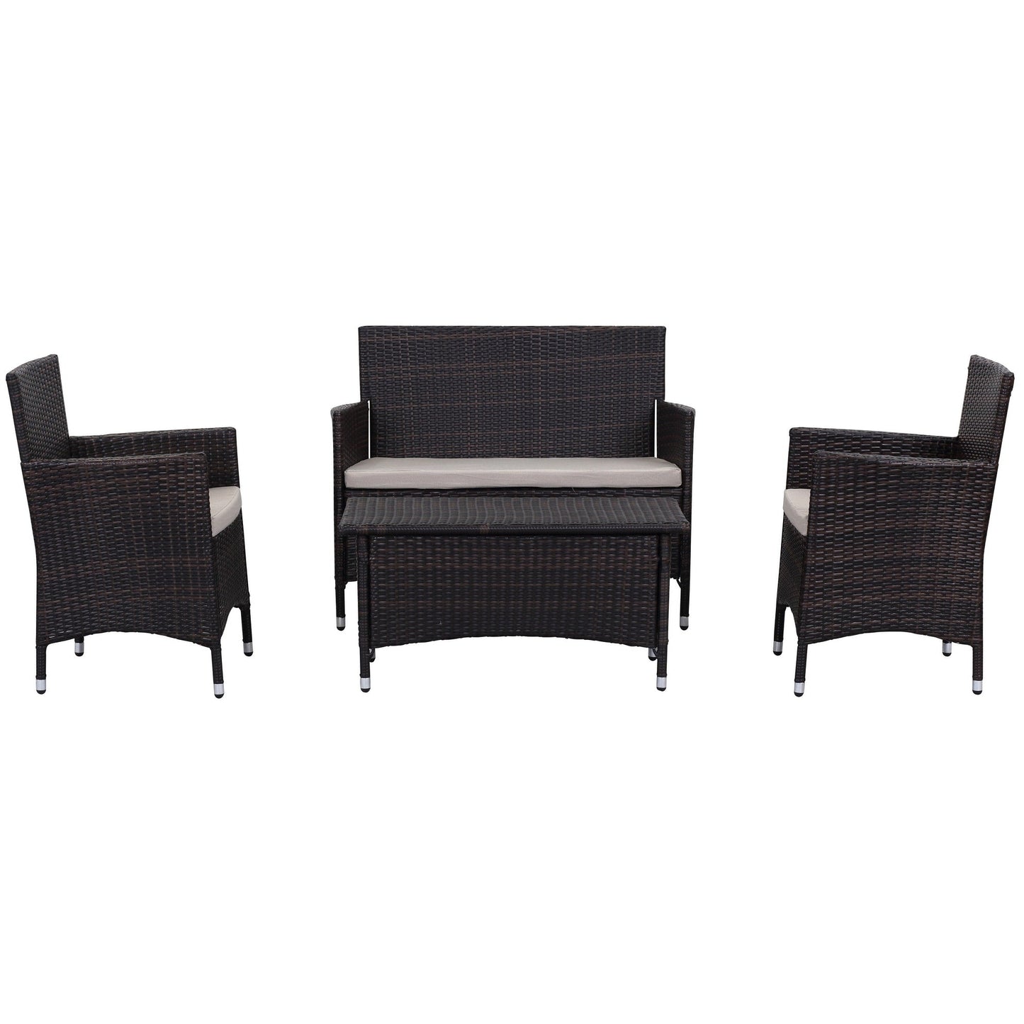 Set da giardino SAFAVIEH Simka marrone/sabbia (4 pezzi) - 43L x 34P x 23A