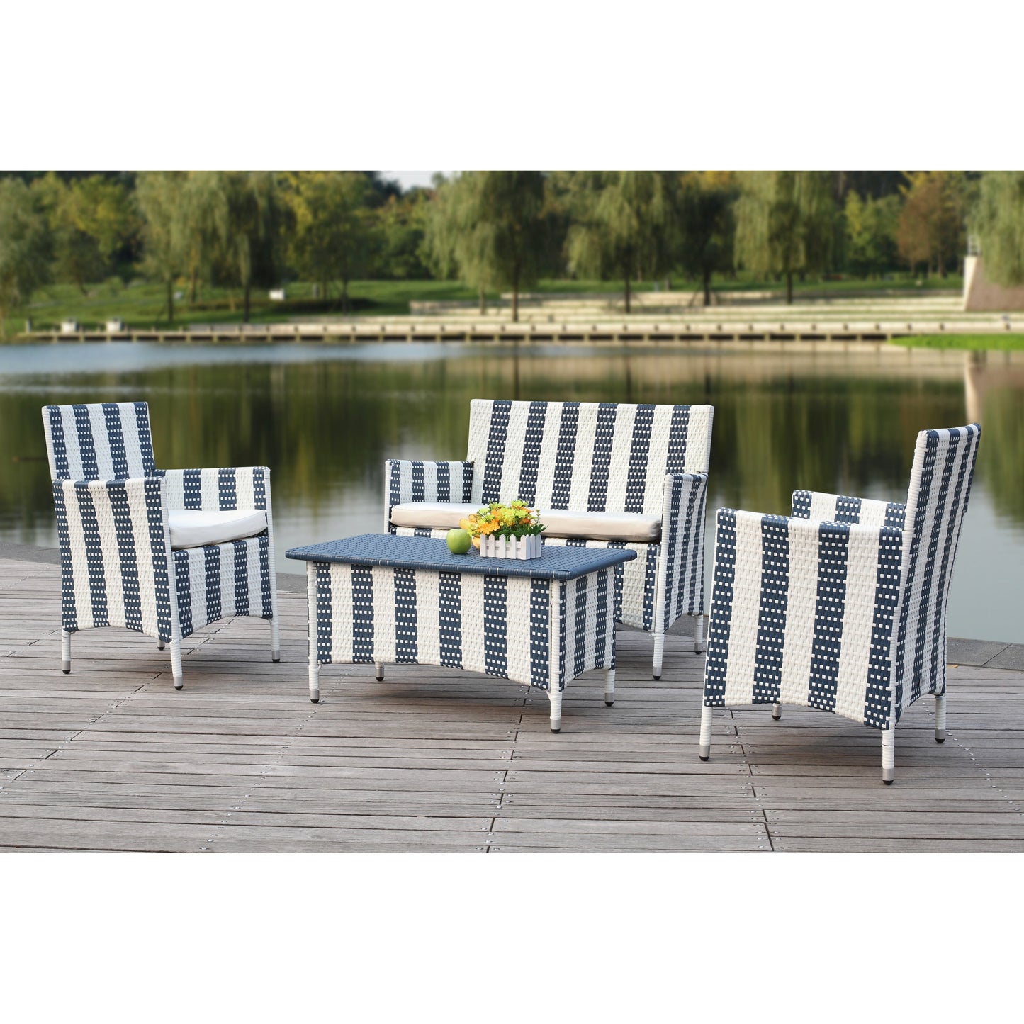 Set da giardino SAFAVIEH Simka marrone/sabbia (4 pezzi) - 43L x 34P x 23A