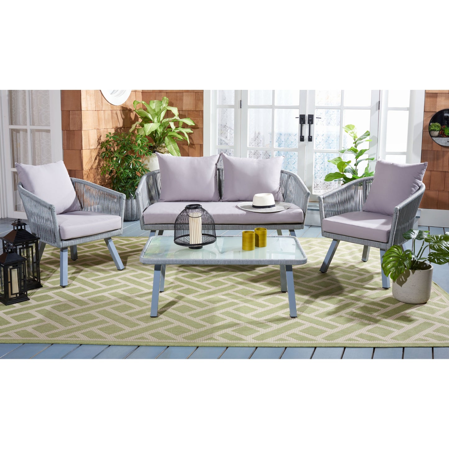 Set da patio in corda SAFAVIEH Outdoor Sneh-Lata da 4 pezzi - 54L x 27P x 26A
