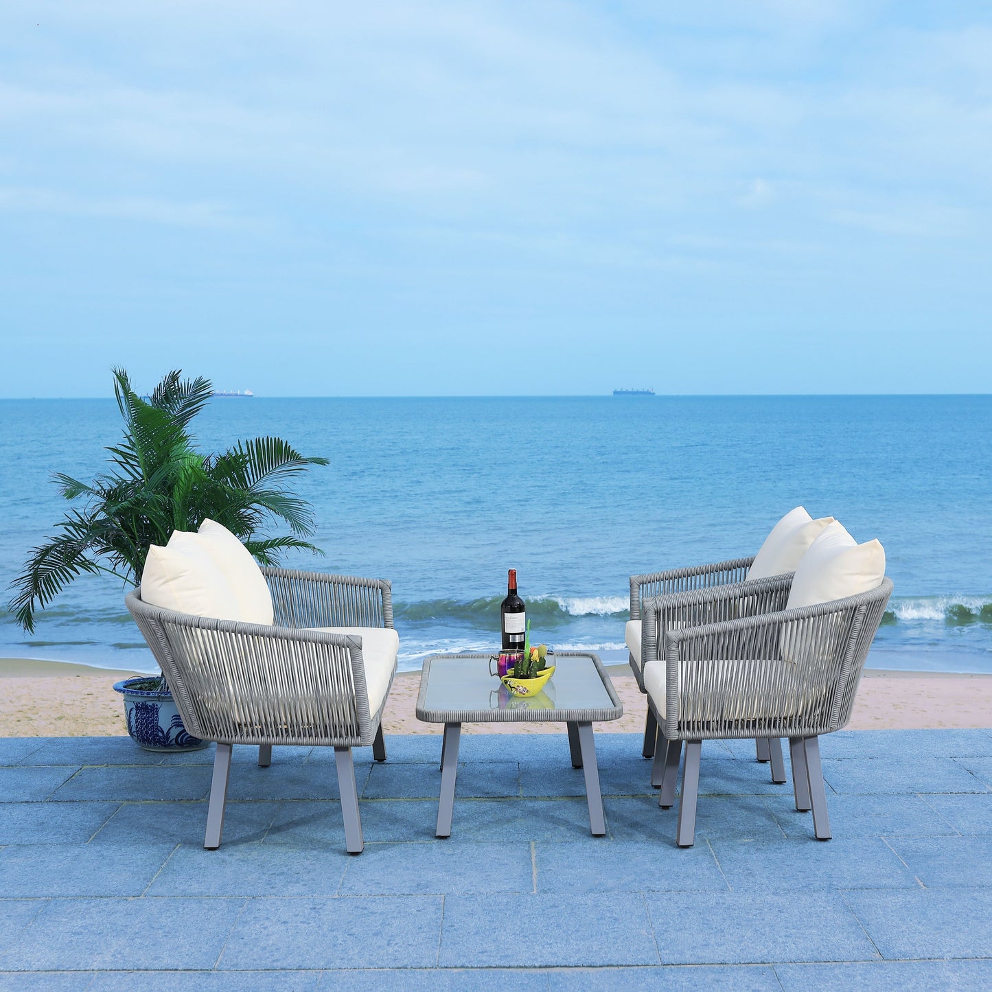 Set da patio in corda SAFAVIEH Outdoor Sneh-Lata da 4 pezzi - 54L x 27P x 26A