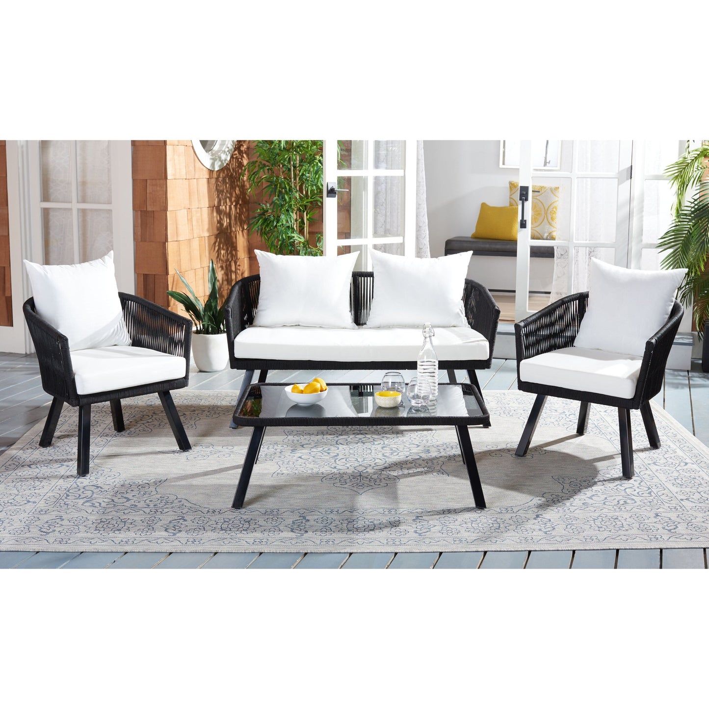 Set da patio in corda SAFAVIEH Outdoor Sneh-Lata da 4 pezzi - 54L x 27P x 26A