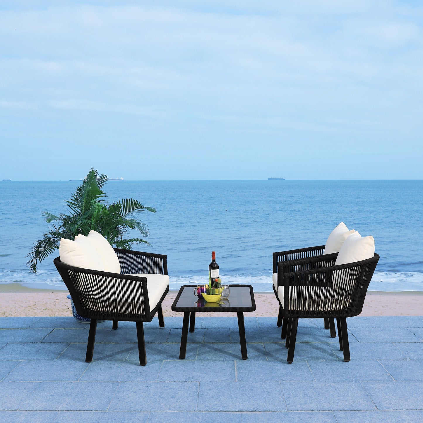 Set da patio in corda SAFAVIEH Outdoor Sneh-Lata da 4 pezzi - 54L x 27P x 26A