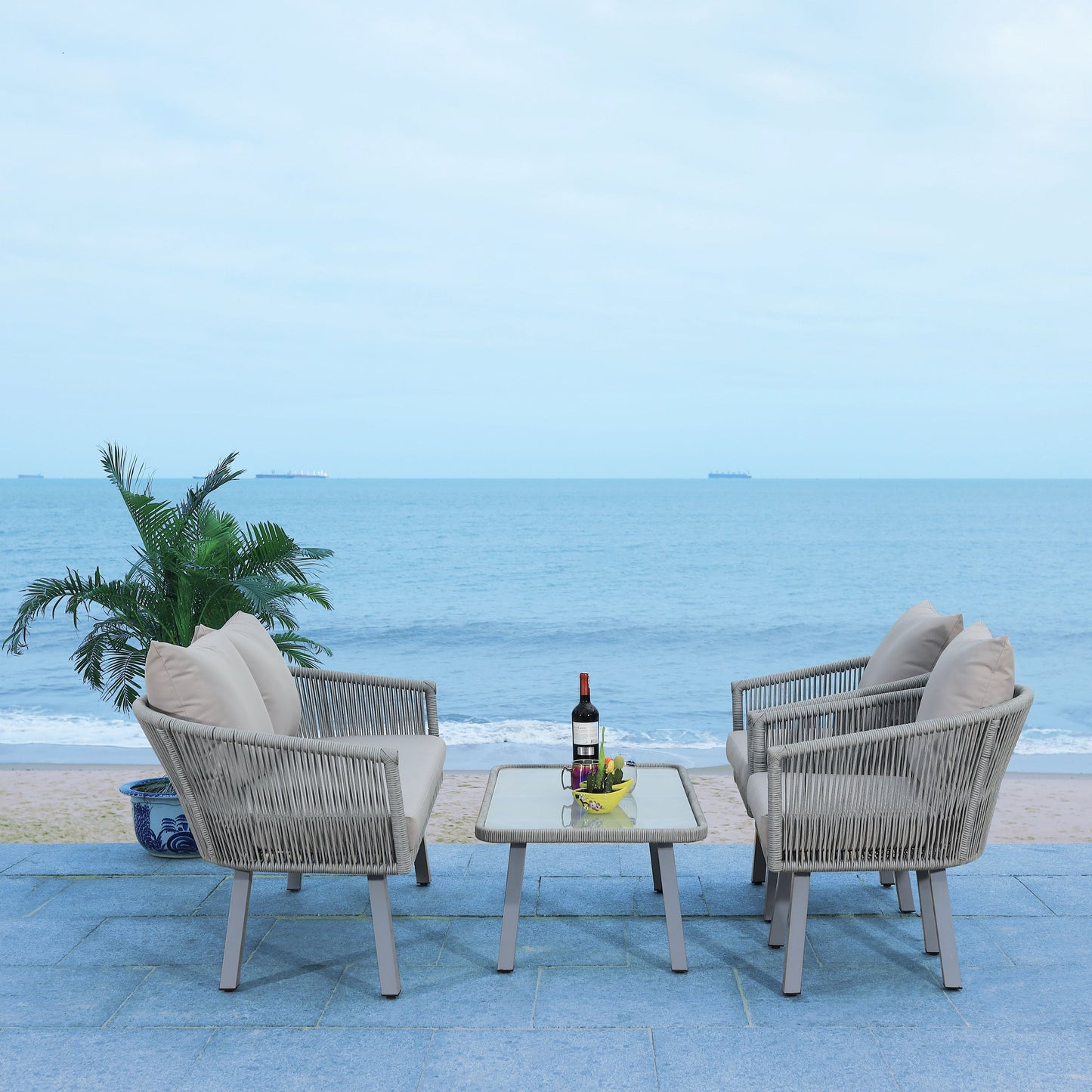 Set da patio in corda SAFAVIEH Outdoor Sneh-Lata da 4 pezzi - 54L x 27P x 26A