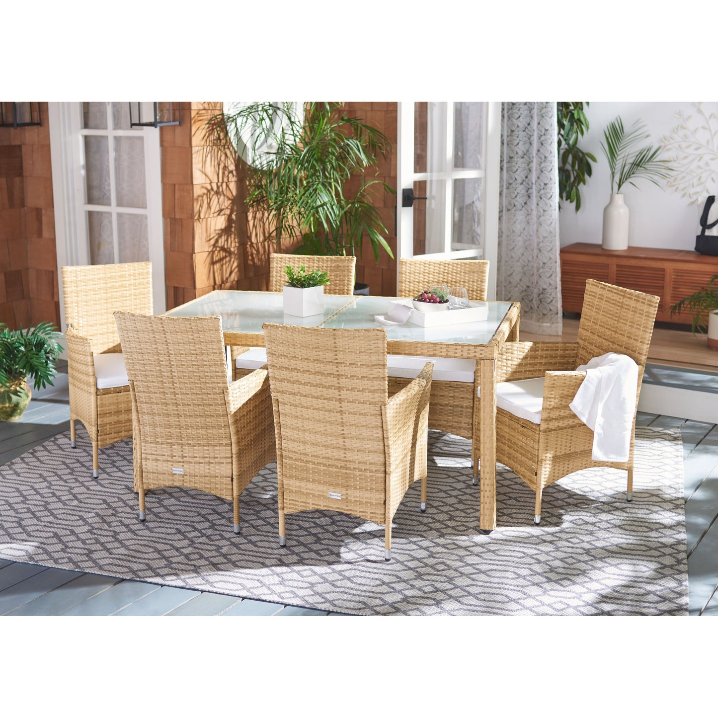 Set da pranzo in vimini SAFAVIEH Outdoor Snezhana da 7 pezzi - 59Lx35Px29A