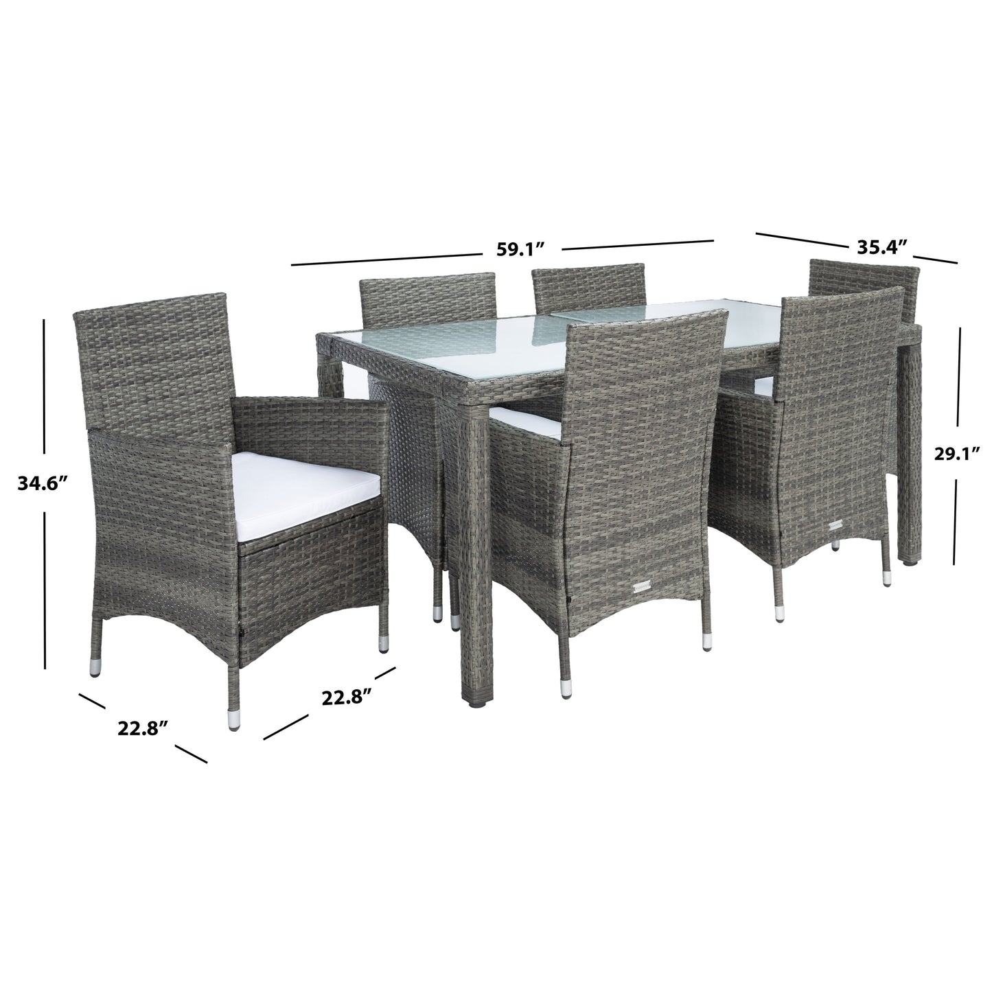 Set da pranzo in vimini SAFAVIEH Outdoor Snezhana da 7 pezzi - 59Lx35Px29A