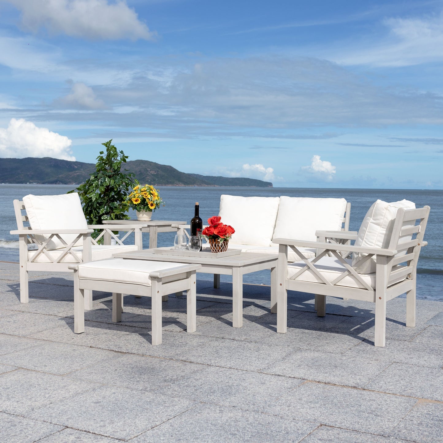 Set da esterno SAFAVIEH Outdoor Unnur da 6 pezzi - 344L x 30P x 28A