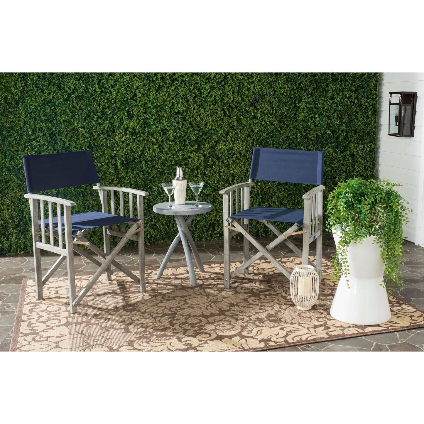Sedia da regista SAFAVIEH Outdoor Vaira in legno di acacia (set di 2) - 22L x 34P x 21A