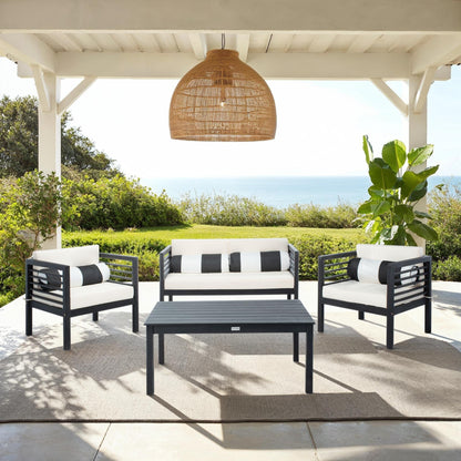 Set da esterno SAFAVIEH Yoselin da 4 pezzi con cuscino decorativo - 51L x 26P x 26A
