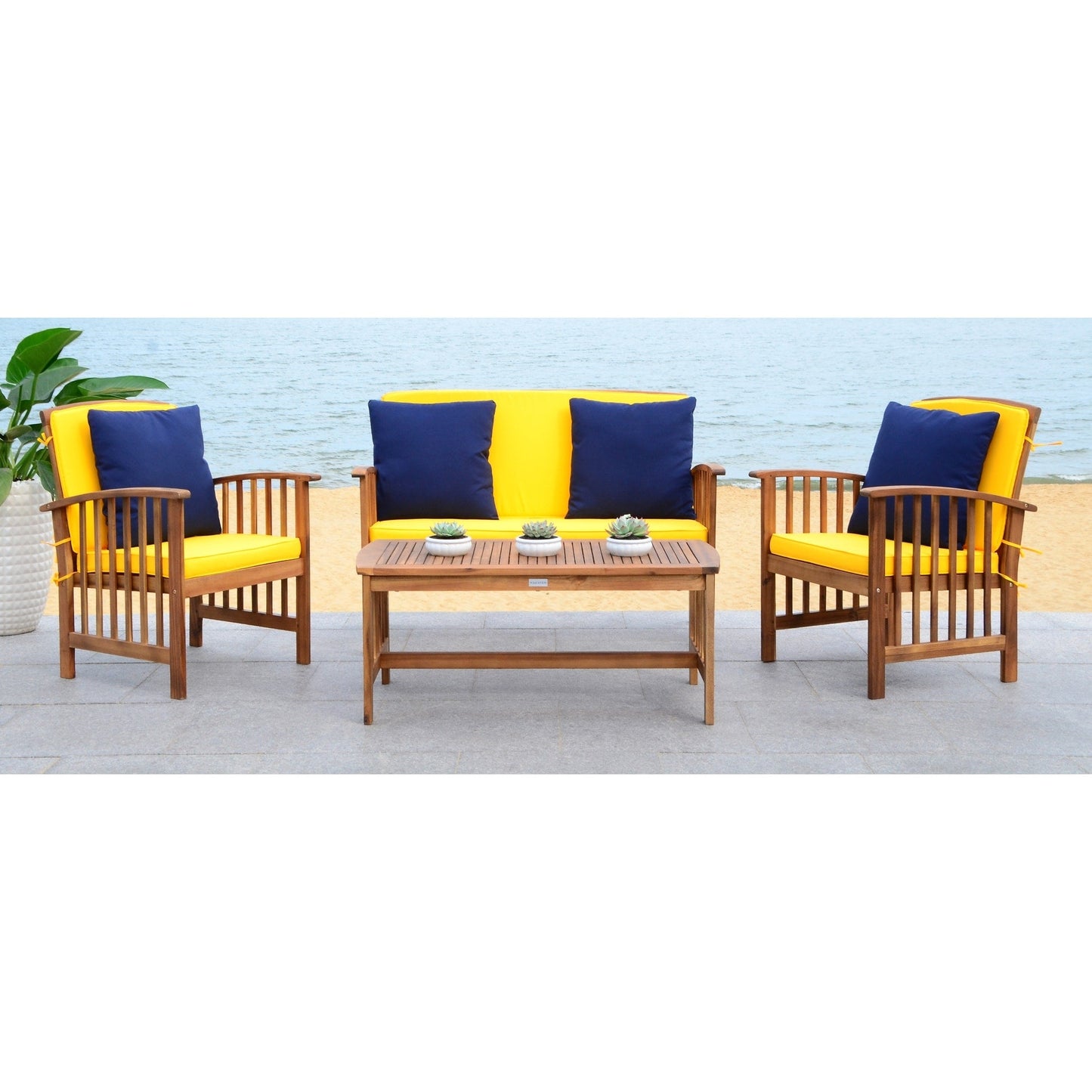 Set da giardino per conversazione Yuliana da 4 pezzi SAFAVIEH Outdoor - 47L x 33P x 26A