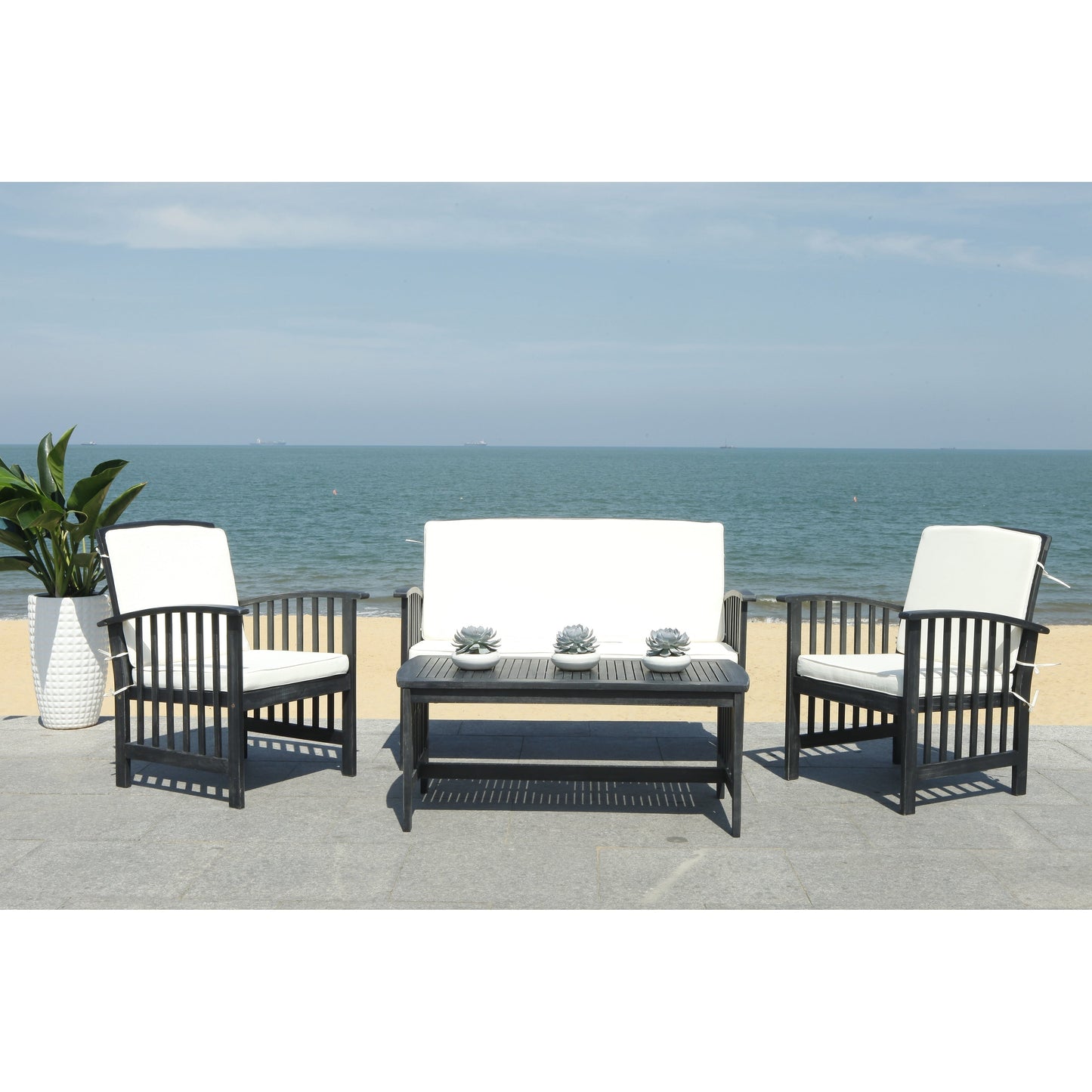 Set da giardino per conversazione Yuliana da 4 pezzi SAFAVIEH Outdoor - 47L x 33P x 26A