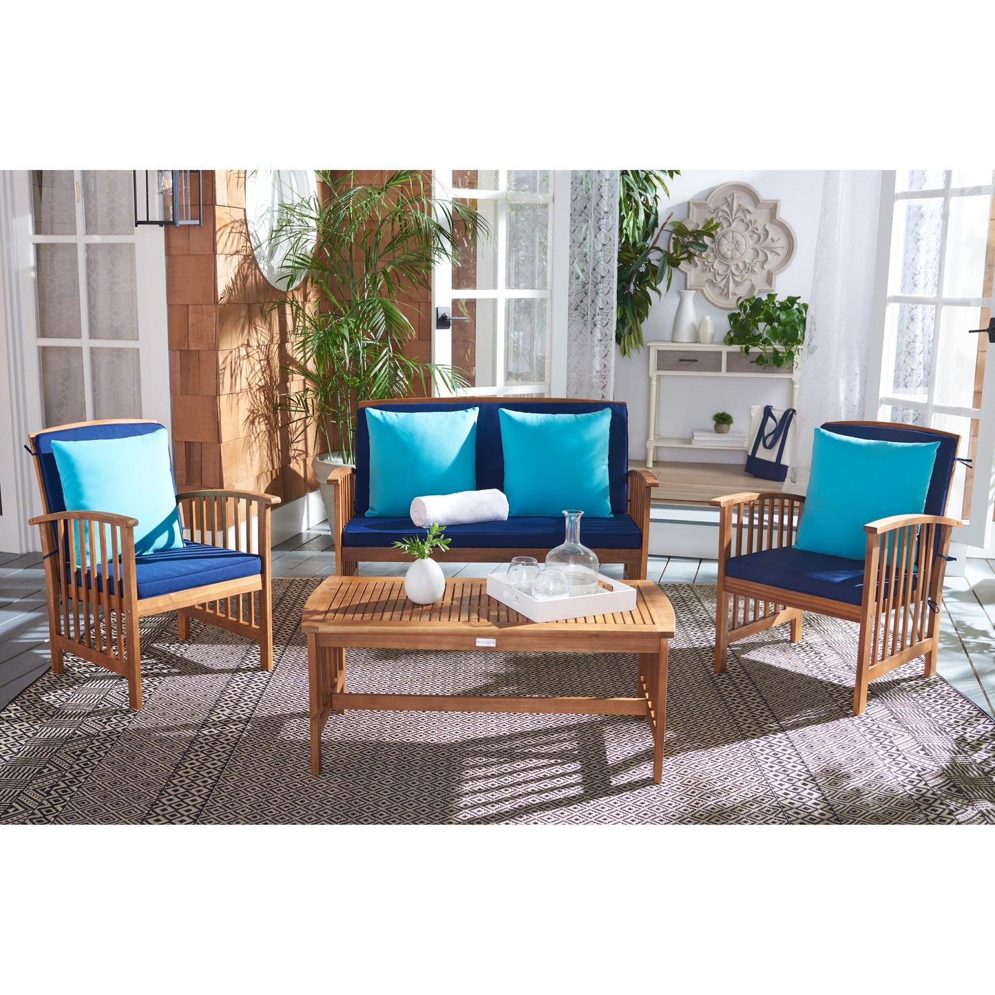 Set da giardino per conversazione Yuliana da 4 pezzi SAFAVIEH Outdoor - 47L x 33P x 26A