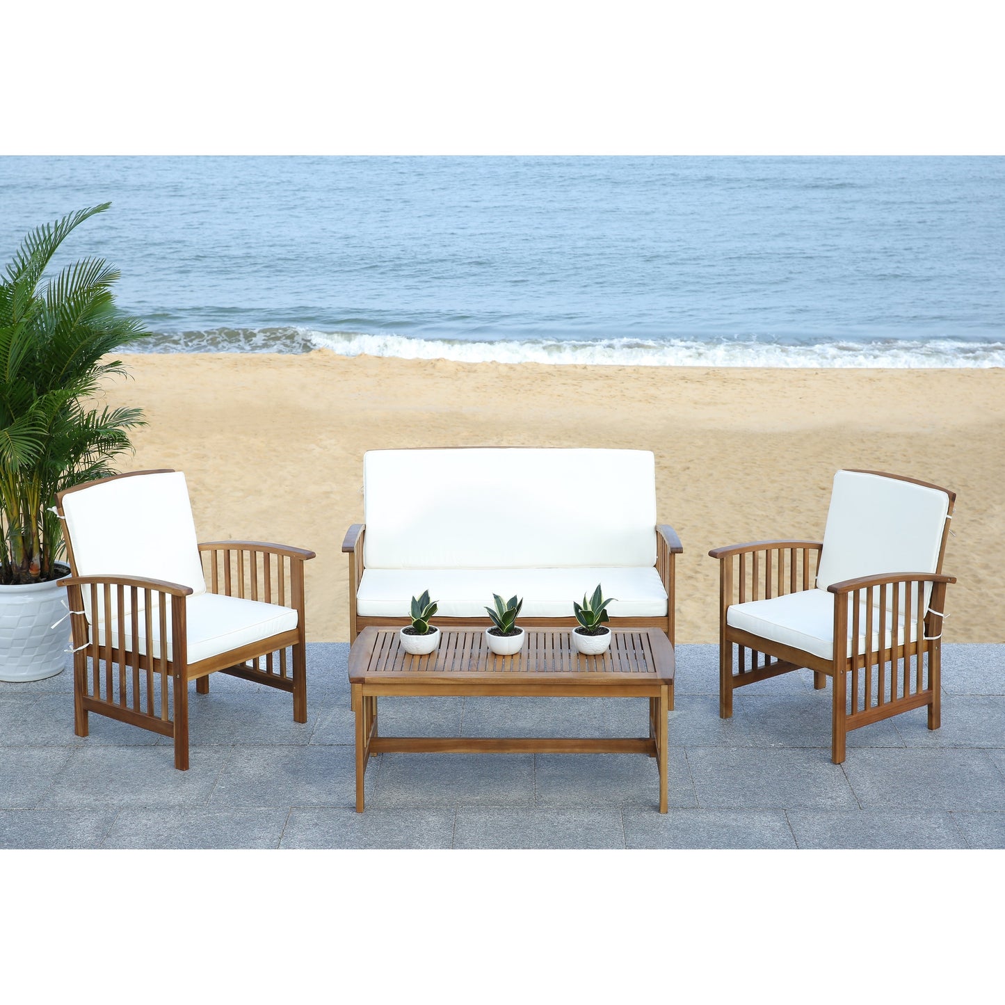 Set da giardino per conversazione Yuliana da 4 pezzi SAFAVIEH Outdoor - 47L x 33P x 26A