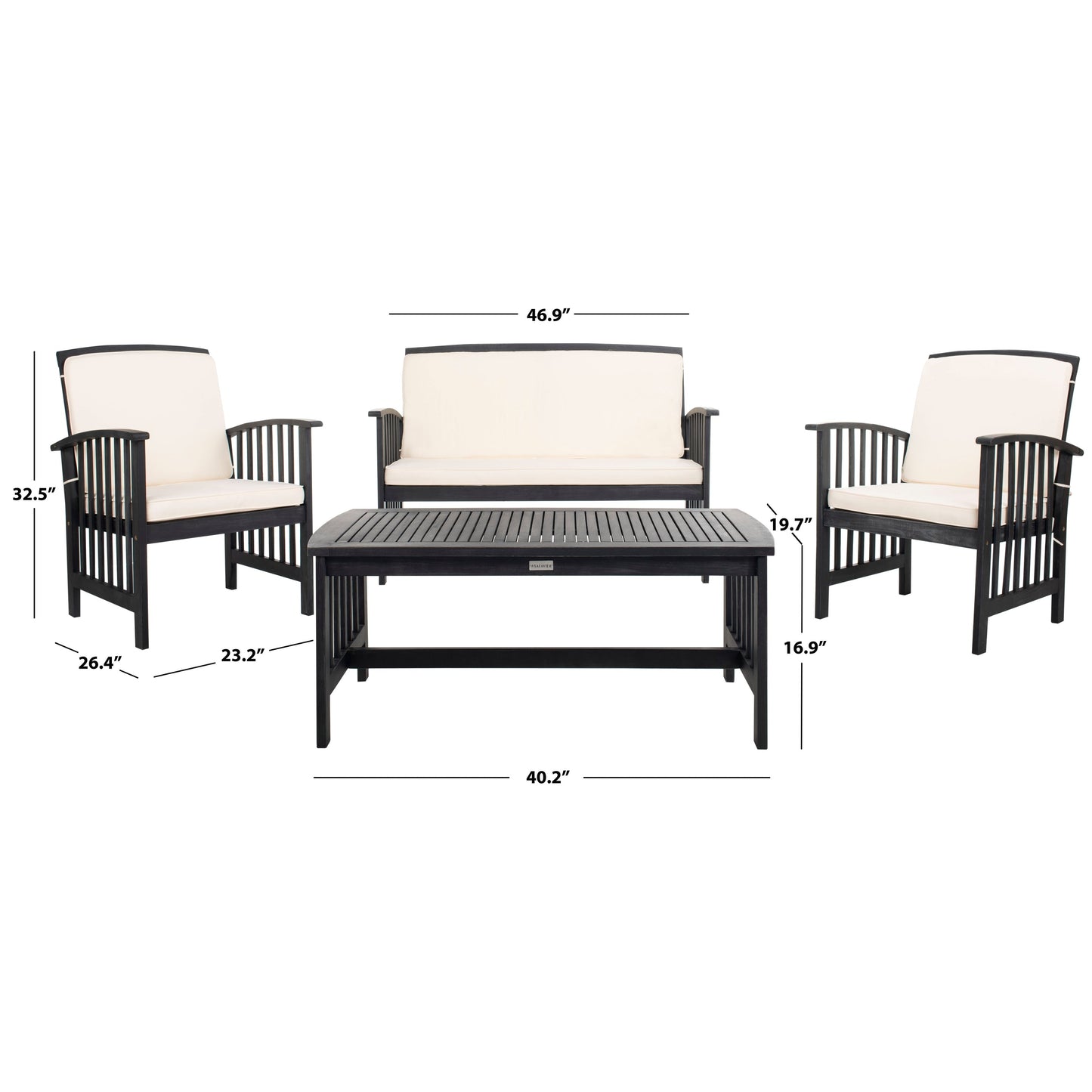 Set da giardino per conversazione Yuliana da 4 pezzi SAFAVIEH Outdoor - 47L x 33P x 26A