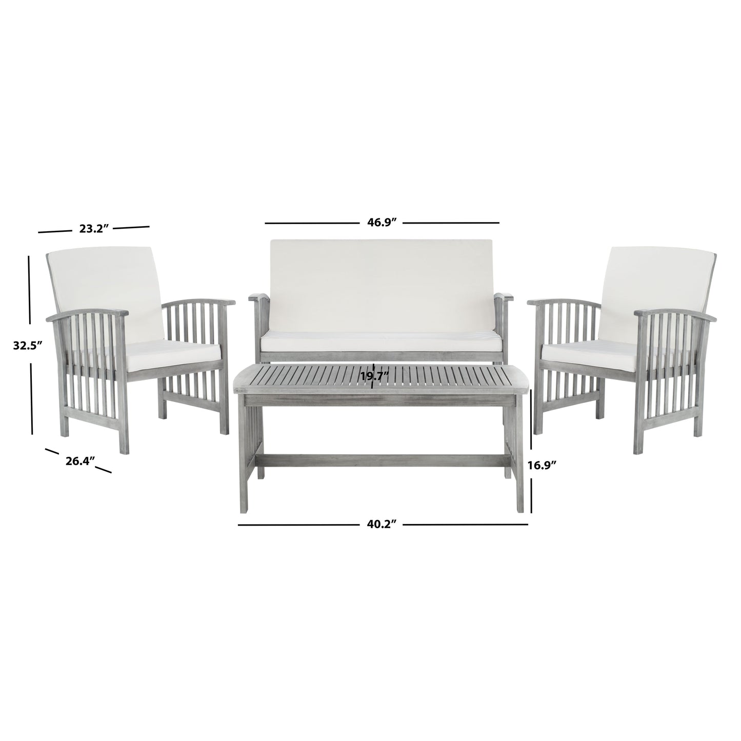 Set da giardino per conversazione Yuliana da 4 pezzi SAFAVIEH Outdoor - 47L x 33P x 26A