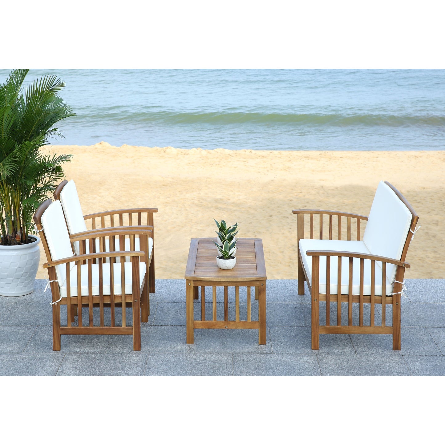 Set da giardino per conversazione Yuliana da 4 pezzi SAFAVIEH Outdoor - 47L x 33P x 26A