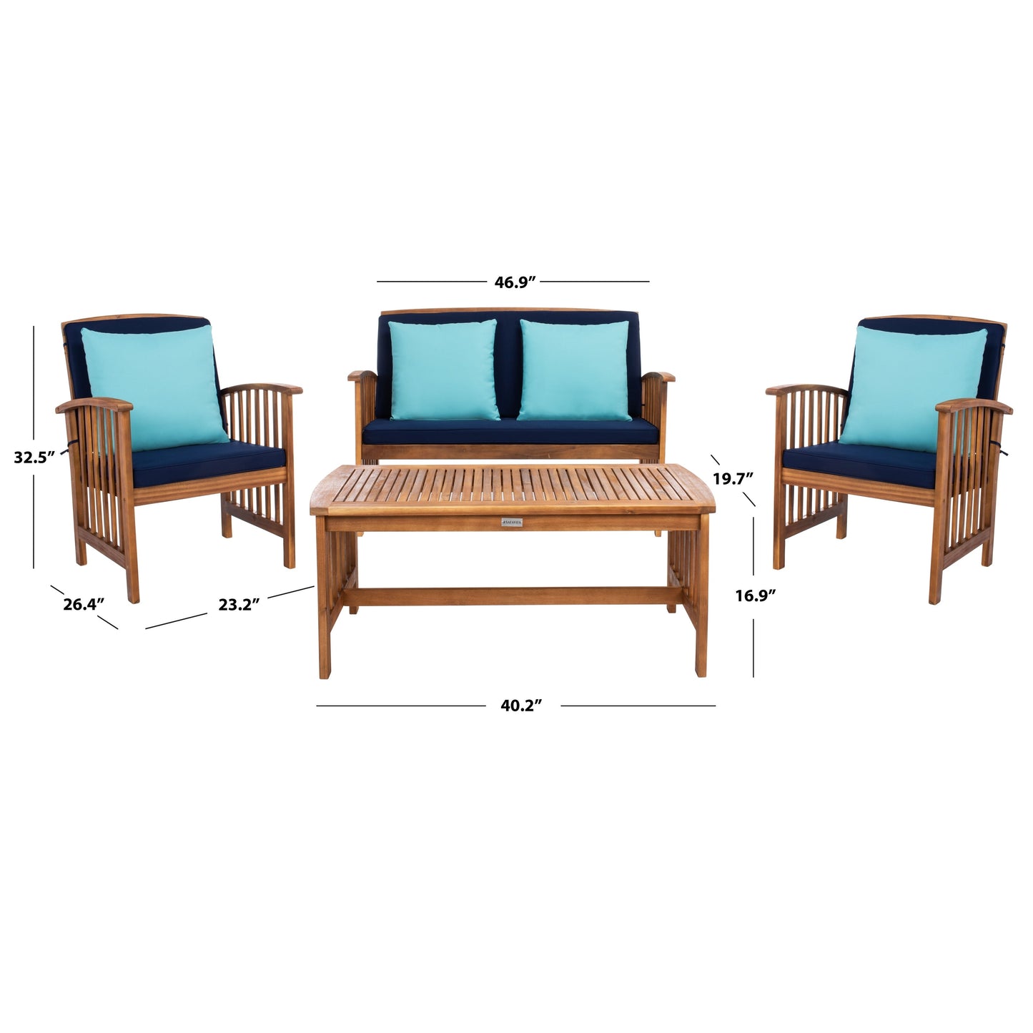 Set da giardino per conversazione Yuliana da 4 pezzi SAFAVIEH Outdoor - 47L x 33P x 26A