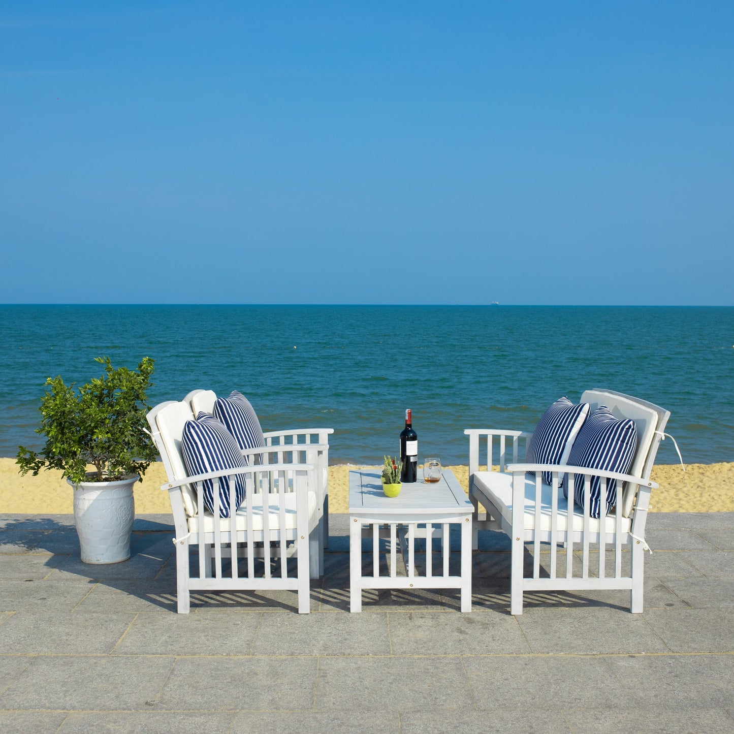 Set da giardino per conversazione Yuliana da 4 pezzi SAFAVIEH Outdoor - 47L x 33P x 26A