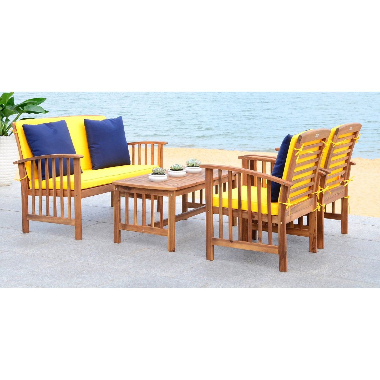Set da giardino per conversazione Yuliana da 4 pezzi SAFAVIEH Outdoor - 47L x 33P x 26A