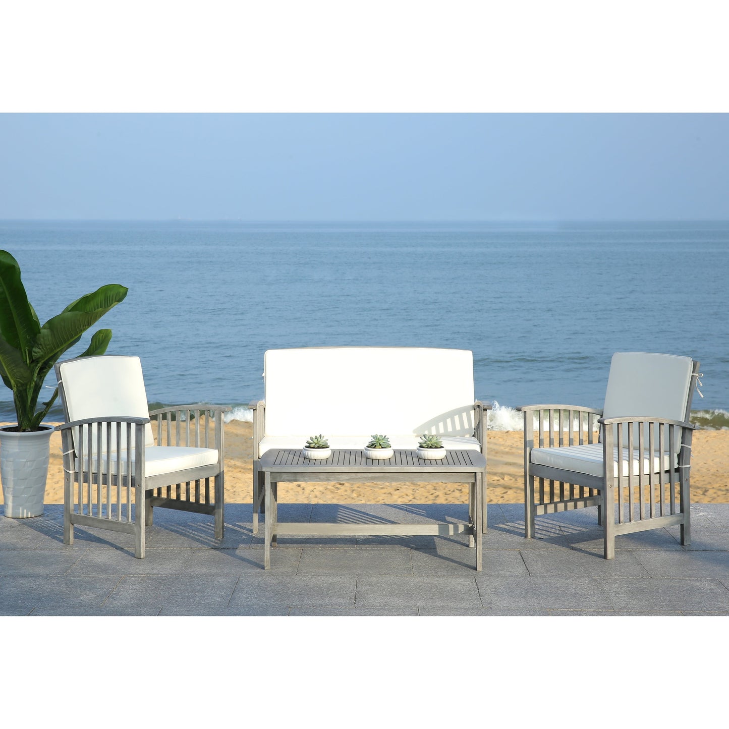 Set da giardino per conversazione Yuliana da 4 pezzi SAFAVIEH Outdoor - 47L x 33P x 26A