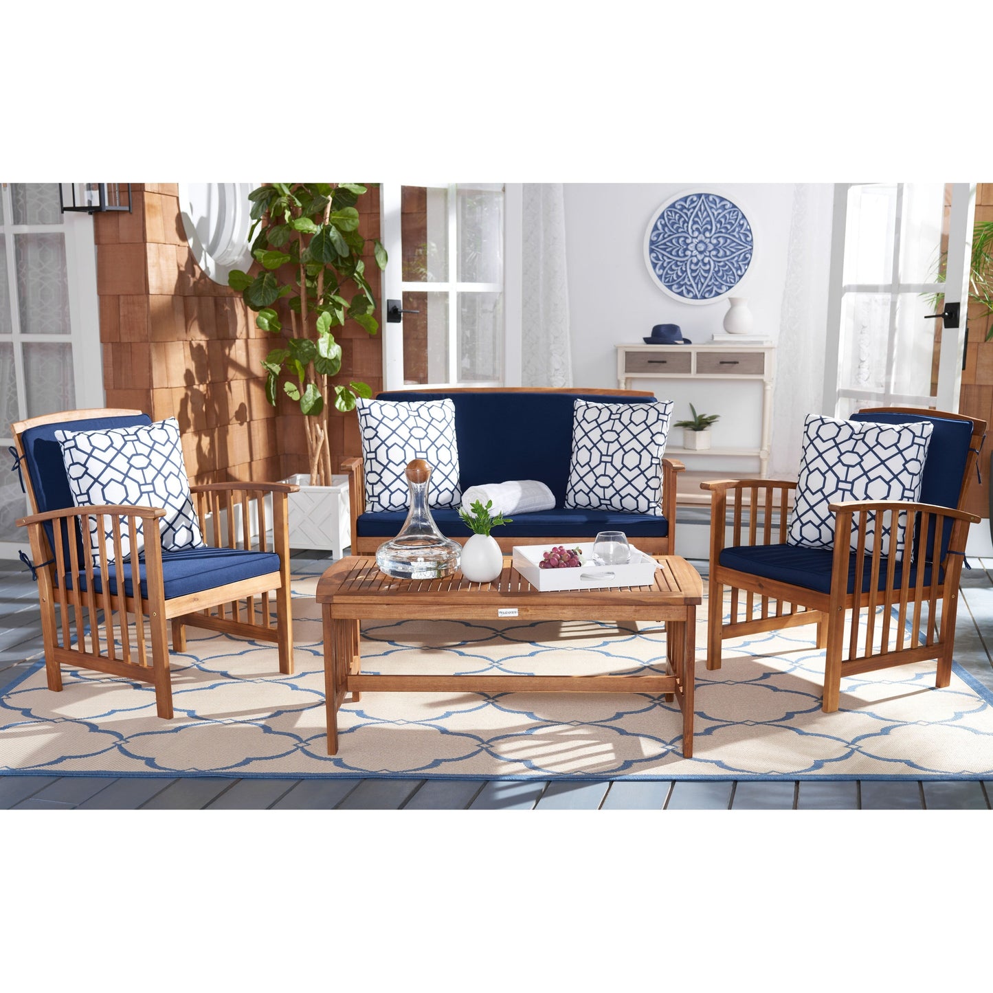 Set da giardino per conversazione Yuliana da 4 pezzi SAFAVIEH Outdoor - 47L x 33P x 26A