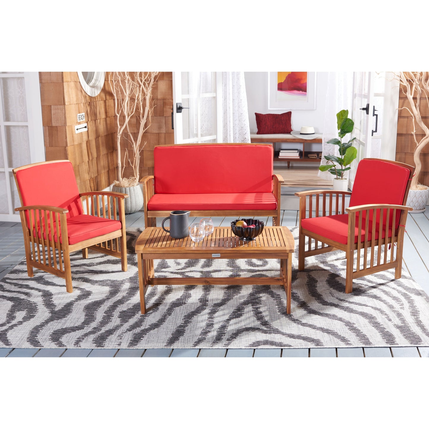 Set da giardino per conversazione Yuliana da 4 pezzi SAFAVIEH Outdoor - 47L x 33P x 26A