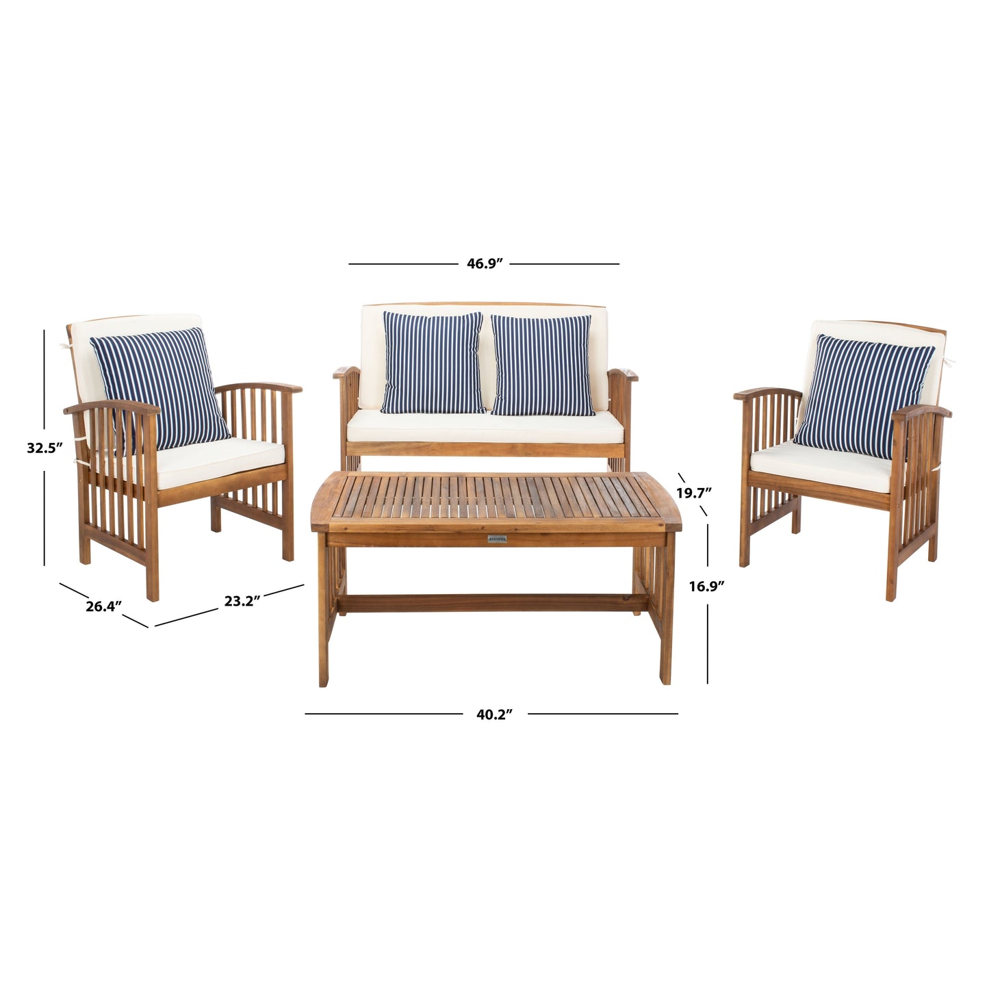 Set da giardino per conversazione Yuliana da 4 pezzi SAFAVIEH Outdoor - 47L x 33P x 26A