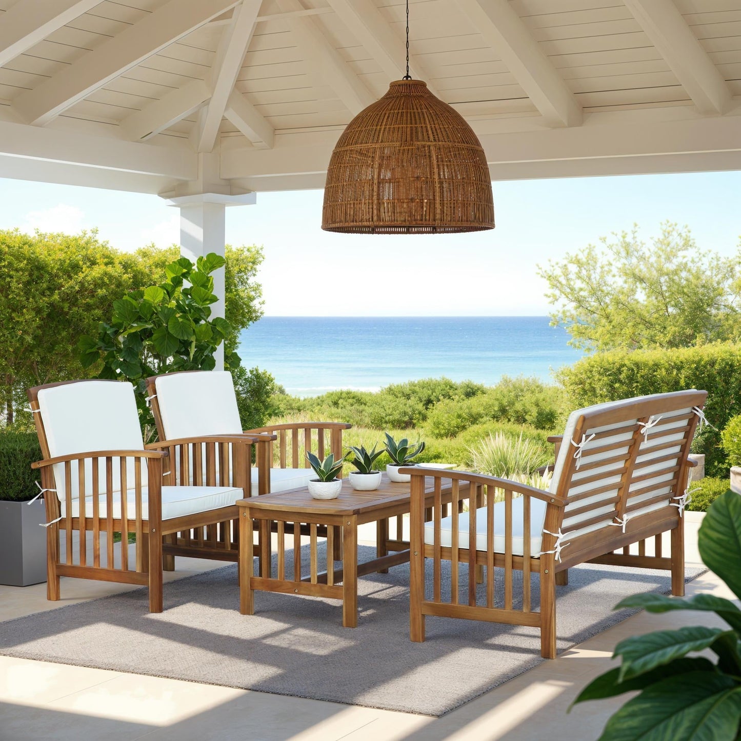 Set da giardino per conversazione Yuliana da 4 pezzi SAFAVIEH Outdoor - 47L x 33P x 26A