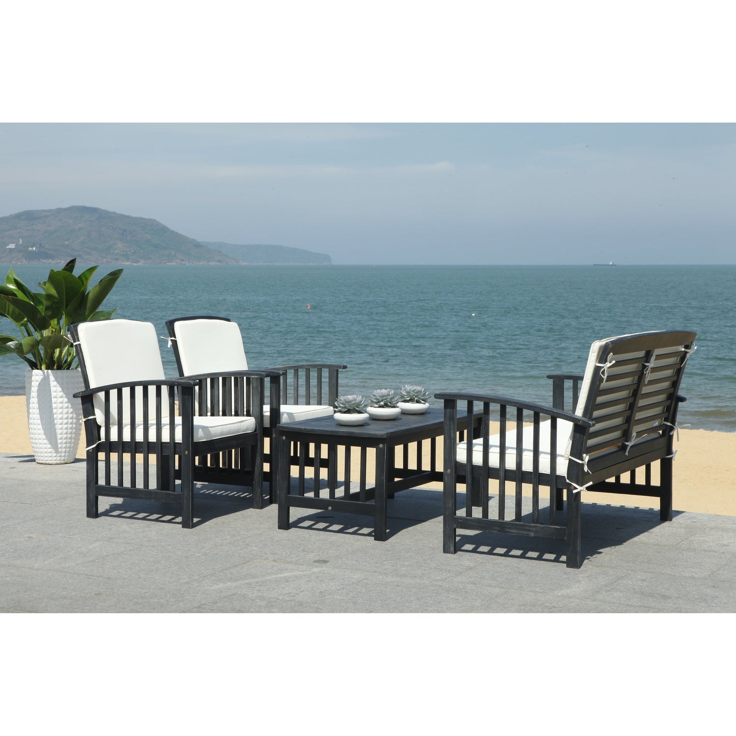 Set da giardino per conversazione Yuliana da 4 pezzi SAFAVIEH Outdoor - 47L x 33P x 26A