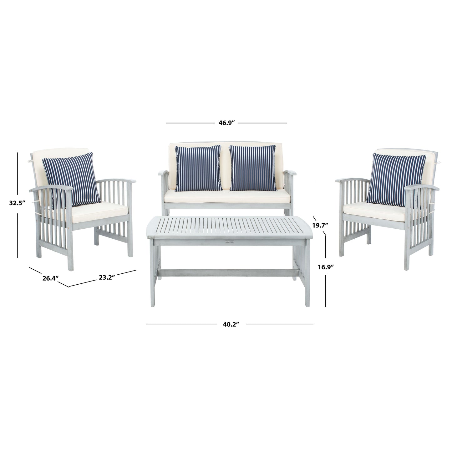 Set da giardino per conversazione Yuliana da 4 pezzi SAFAVIEH Outdoor - 47L x 33P x 26A