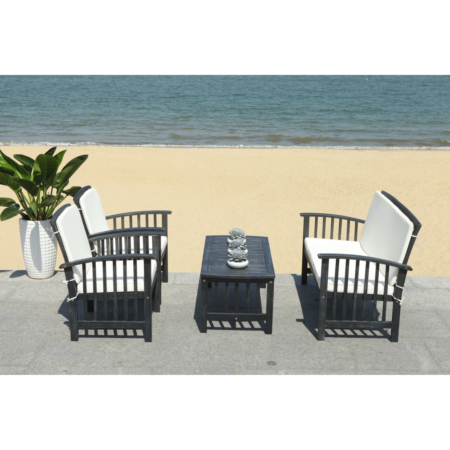 Set da giardino per conversazione Yuliana da 4 pezzi SAFAVIEH Outdoor - 47L x 33P x 26A