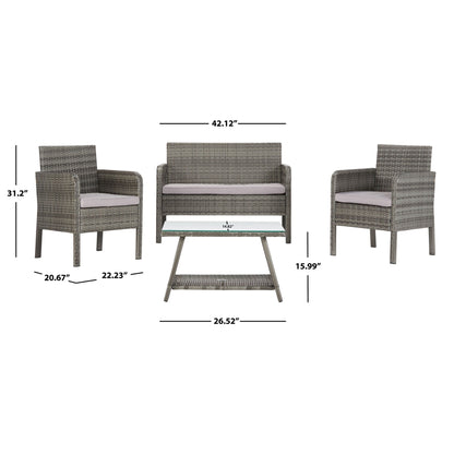 Set da conversazione per patio SAFAVIEH Outdoor Zsolt in vimini/acciaio, 4 pezzi - 42L x 31P x 21A
