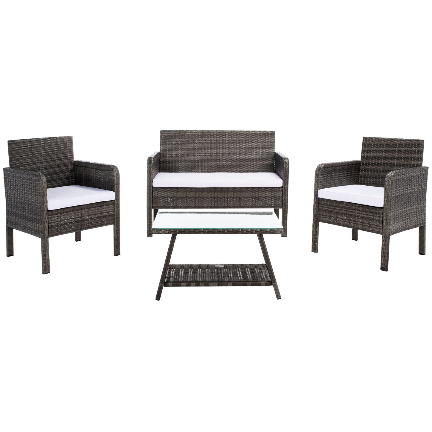 Set da conversazione per patio SAFAVIEH Outdoor Zsolt in vimini/acciaio, 4 pezzi - 42L x 31P x 21A