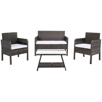 Set da conversazione per patio SAFAVIEH Outdoor Zsolt in vimini/acciaio, 4 pezzi - 42L x 31P x 21A