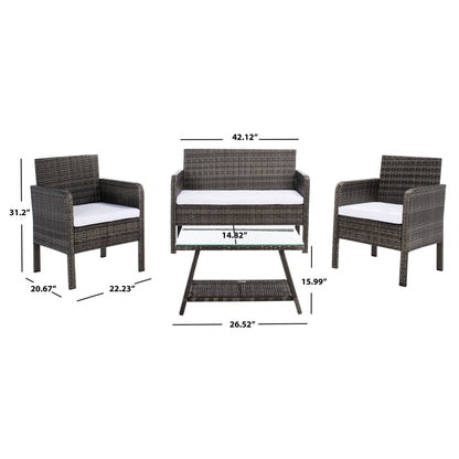 Set da conversazione per patio SAFAVIEH Outdoor Zsolt in vimini/acciaio, 4 pezzi - 42L x 31P x 21A