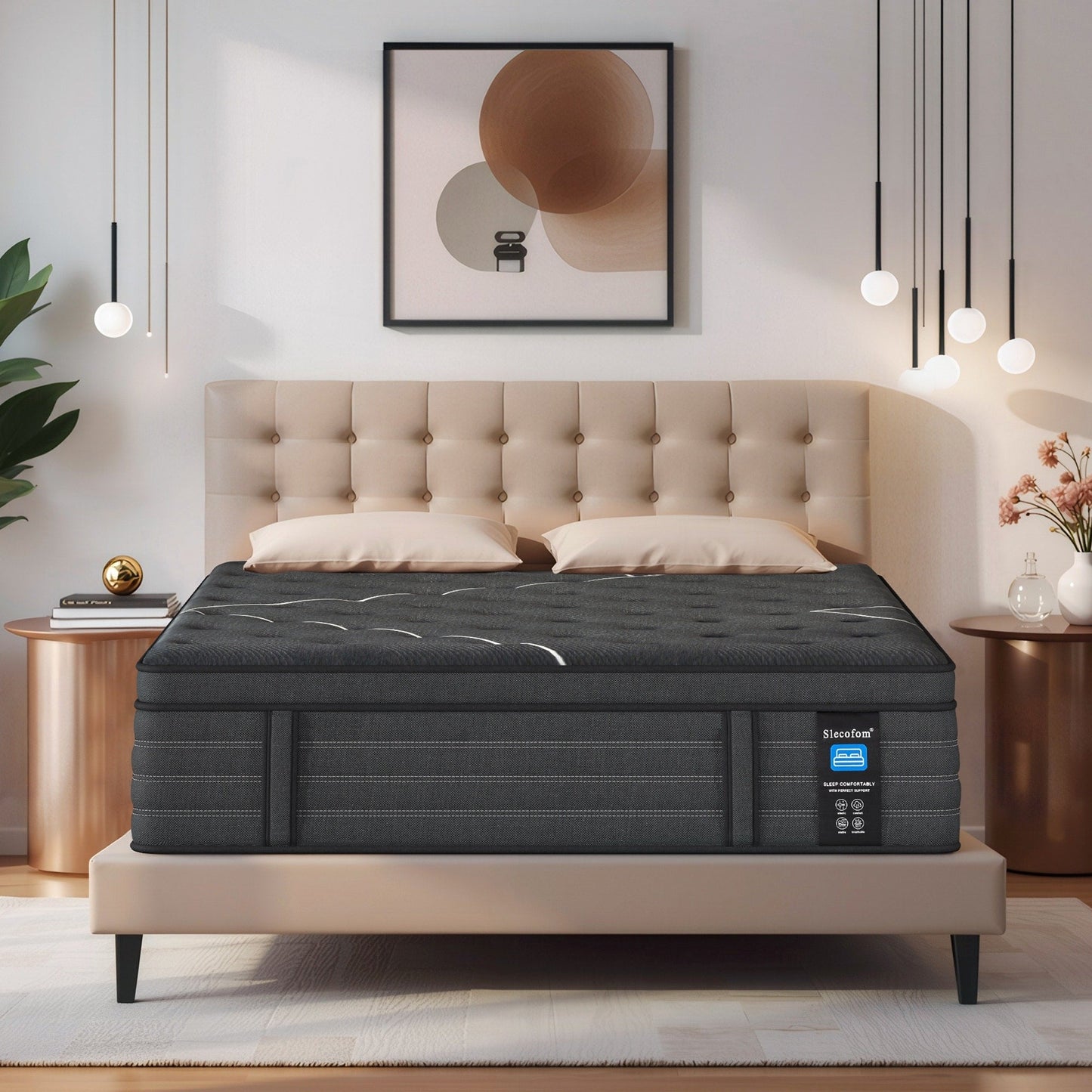 Materasso ibrido Pillow Top da 14'' con supporto a molle insacchettate, extra rigido