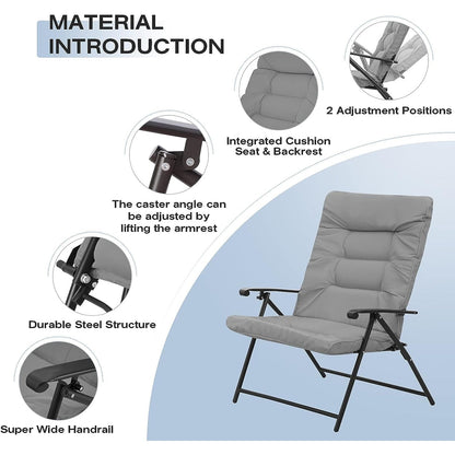 SUNCROWN Set da bistrot con 3 sedie pieghevoli imbottite per patio esterno