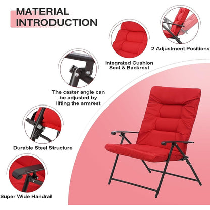 SUNCROWN Set da bistrot con 3 sedie pieghevoli imbottite per patio esterno